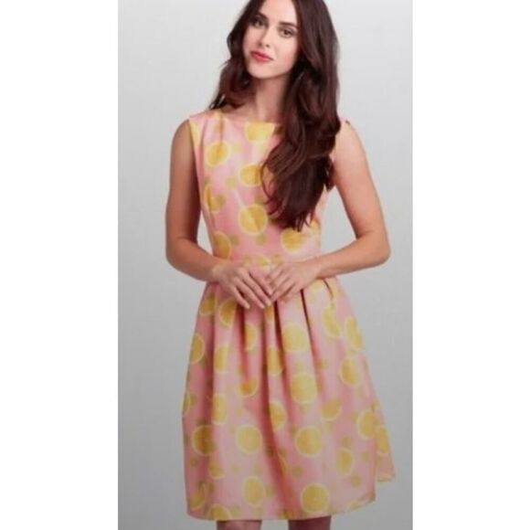 Anthropologie Dear Creatures Harper Pink Lemon Dress Sz. S - Picture 1 of 5